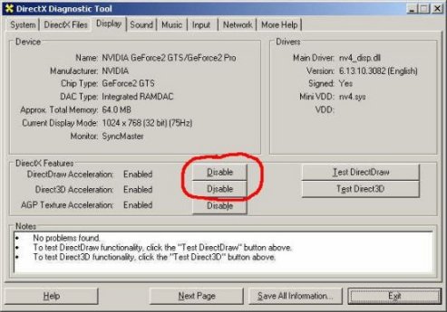 Dxdiag - Video Configuration